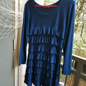 Long sleeved blue dress